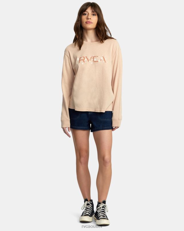 Clothing V84B1034 nude RVCA Women Big Daisy Long Sleeve T-Shirt