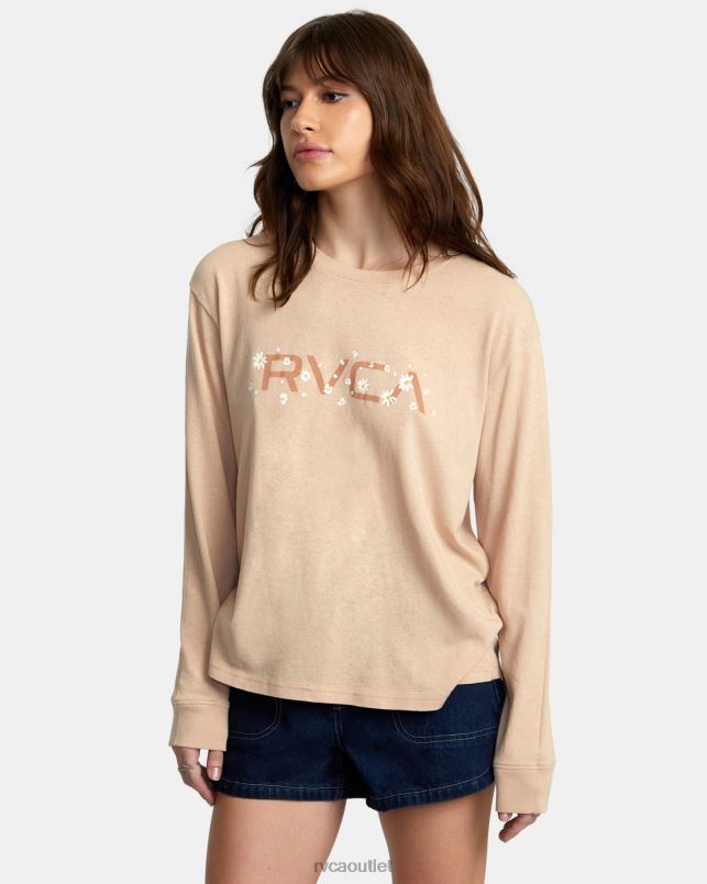 Clothing V84B1034 nude RVCA Women Big Daisy Long Sleeve T-Shirt