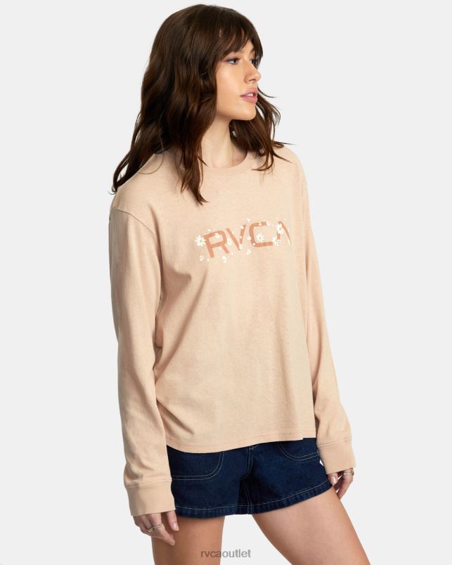 Clothing V84B1034 nude RVCA Women Big Daisy Long Sleeve T-Shirt