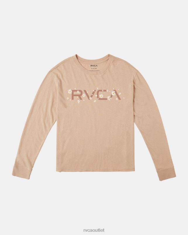 Clothing V84B1034 nude RVCA Women Big Daisy Long Sleeve T-Shirt