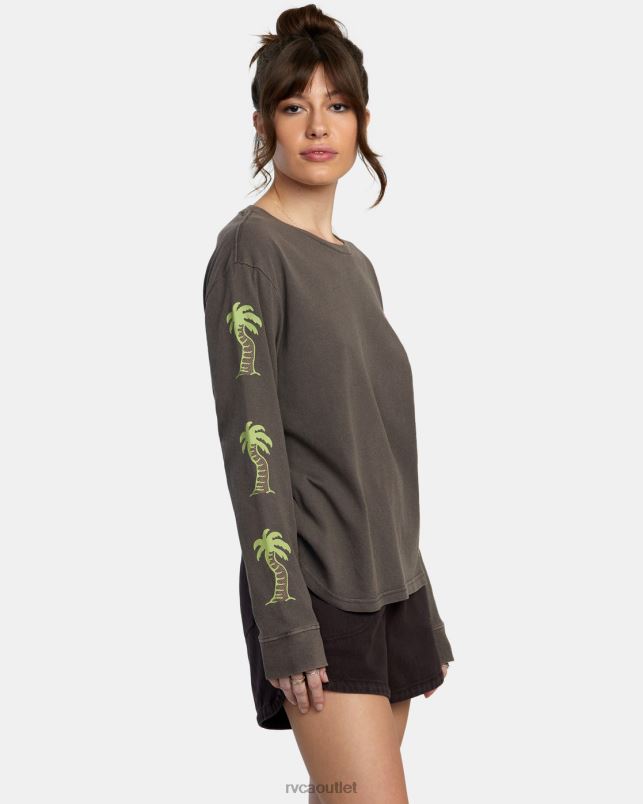 Clothing V84B1075 java RVCA Women VA Palm Long Sleeve T-Shirt