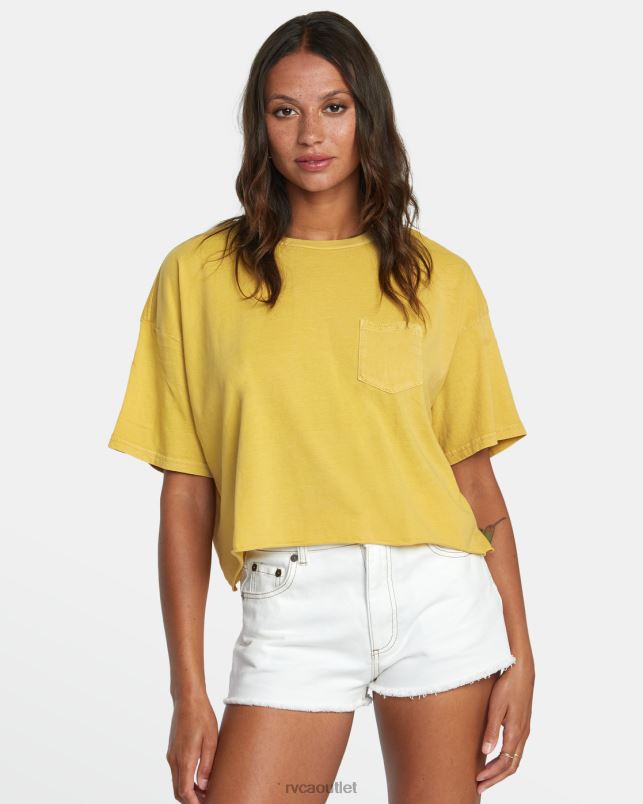 Clothing V84B1093 vintage gold RVCA Women PTC Pocket Tee
