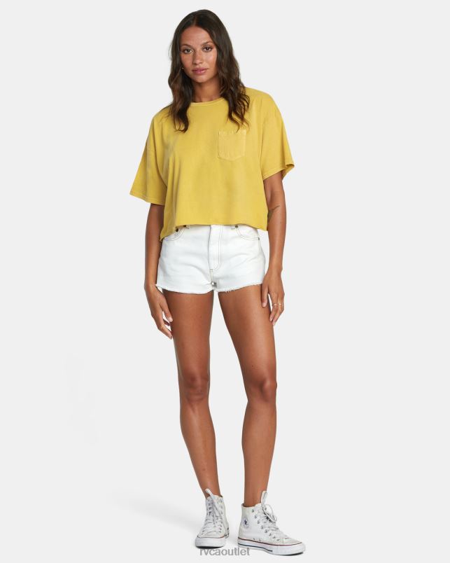 Clothing V84B1093 vintage gold RVCA Women PTC Pocket Tee