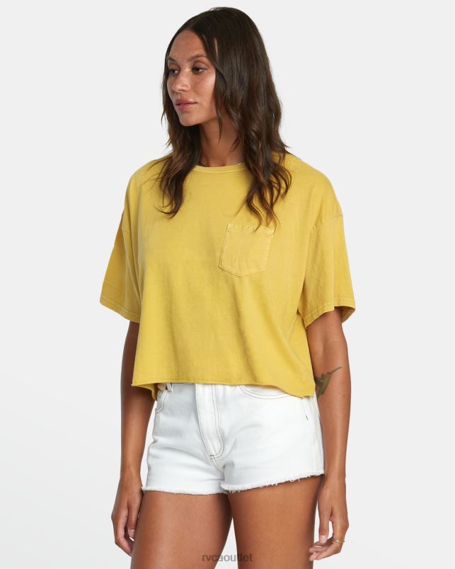 Clothing V84B1093 vintage gold RVCA Women PTC Pocket Tee