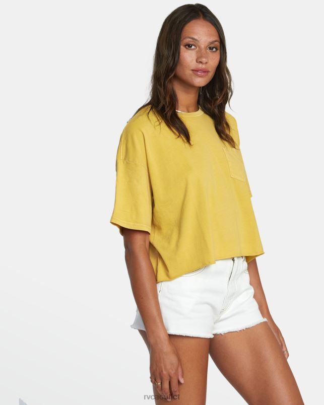 Clothing V84B1093 vintage gold RVCA Women PTC Pocket Tee