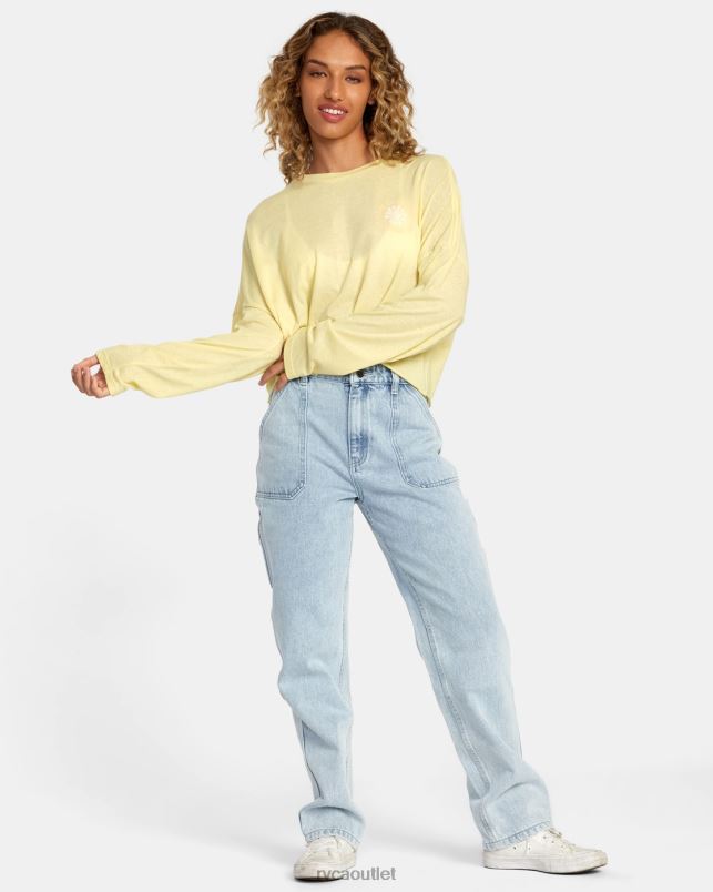 Clothing V84B1194 golden RVCA Women Sol Long Sleeve Tee