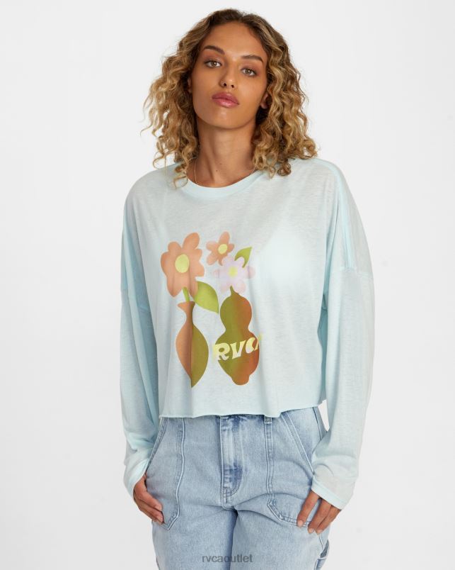 Clothing V84B1245 sky blue RVCA Women Vase Long Sleeve Tee
