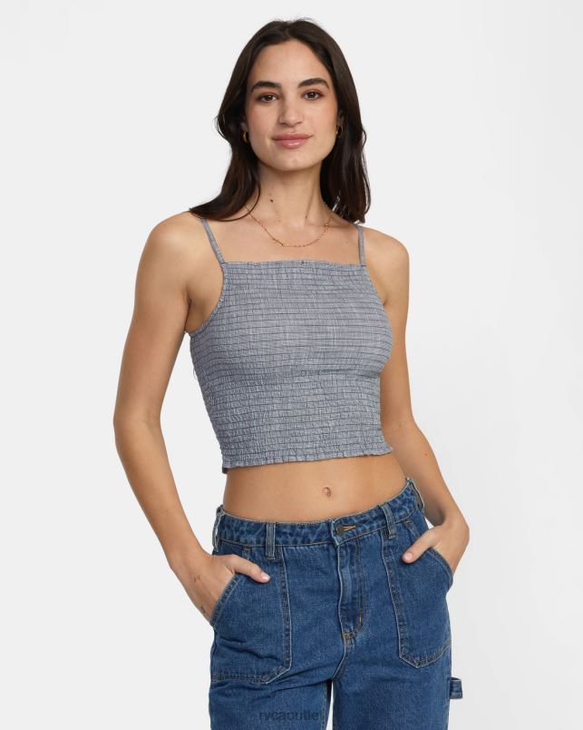 Clothing V84B1270 blue grey RVCA Women Houndstooth Revival Cropped Tank Top