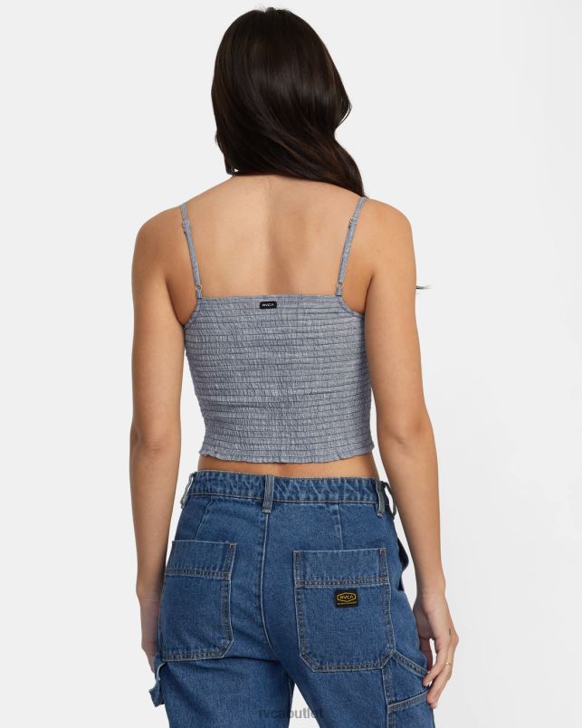 Clothing V84B1270 blue grey RVCA Women Houndstooth Revival Cropped Tank Top