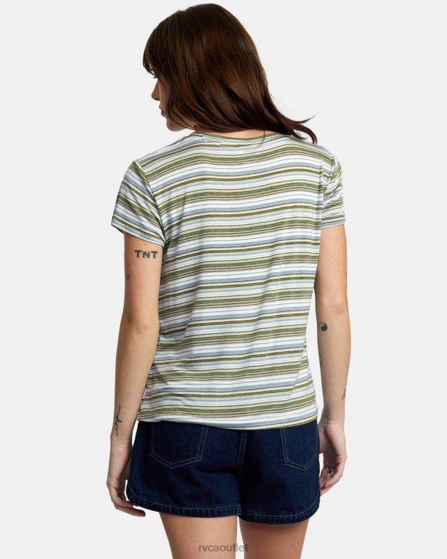 Clothing V84B1337 sea spray RVCA Women Recess 3 Crewneck Tee
