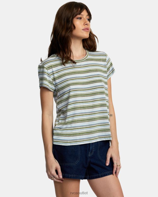 Clothing V84B1337 sea spray RVCA Women Recess 3 Crewneck Tee
