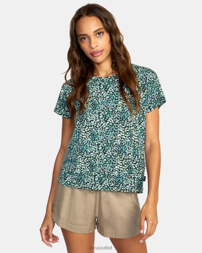 Clothing V84B1338 palm RVCA Women Recess 3 Crewneck Tee