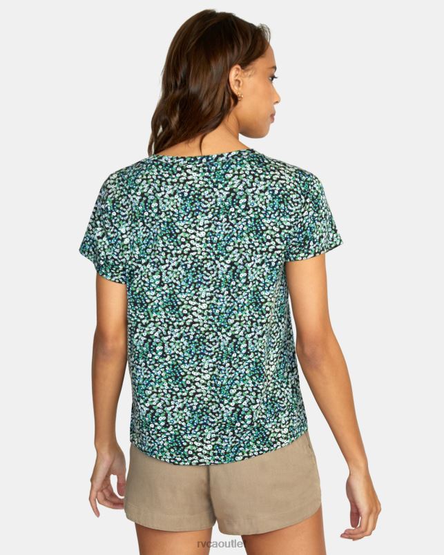 Clothing V84B1338 palm RVCA Women Recess 3 Crewneck Tee