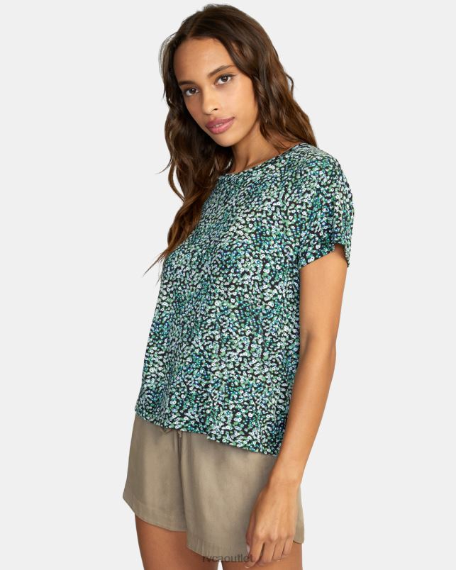 Clothing V84B1338 palm RVCA Women Recess 3 Crewneck Tee