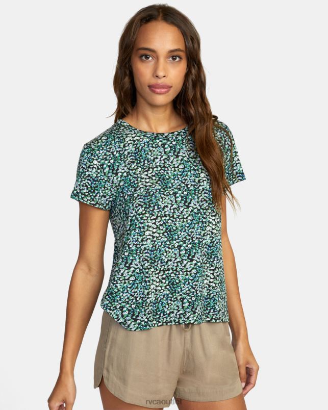 Clothing V84B1338 palm RVCA Women Recess 3 Crewneck Tee