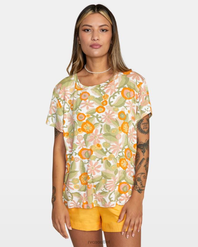 Clothing V84B1339 marigold RVCA Women Recess 3 Crewneck Tee