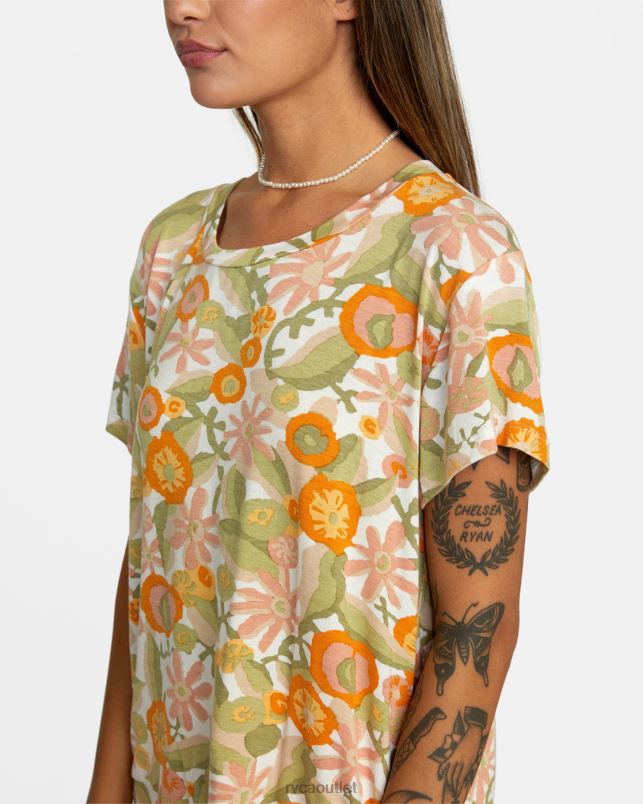 Clothing V84B1339 marigold RVCA Women Recess 3 Crewneck Tee