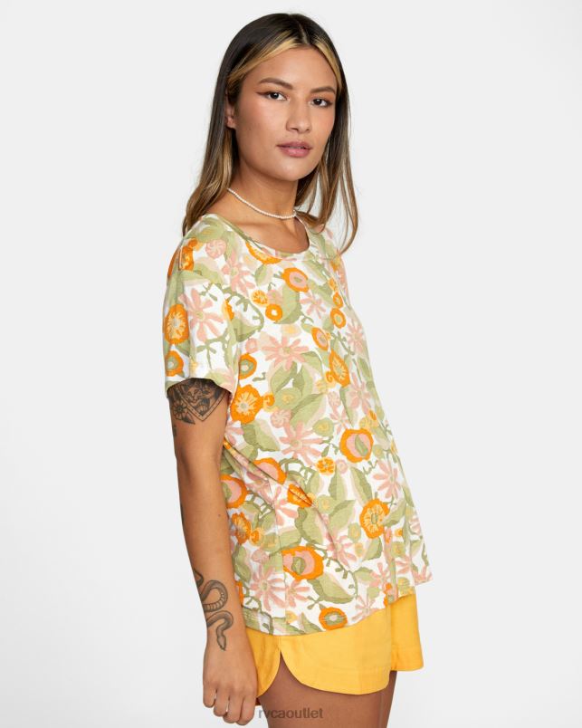 Clothing V84B1339 marigold RVCA Women Recess 3 Crewneck Tee