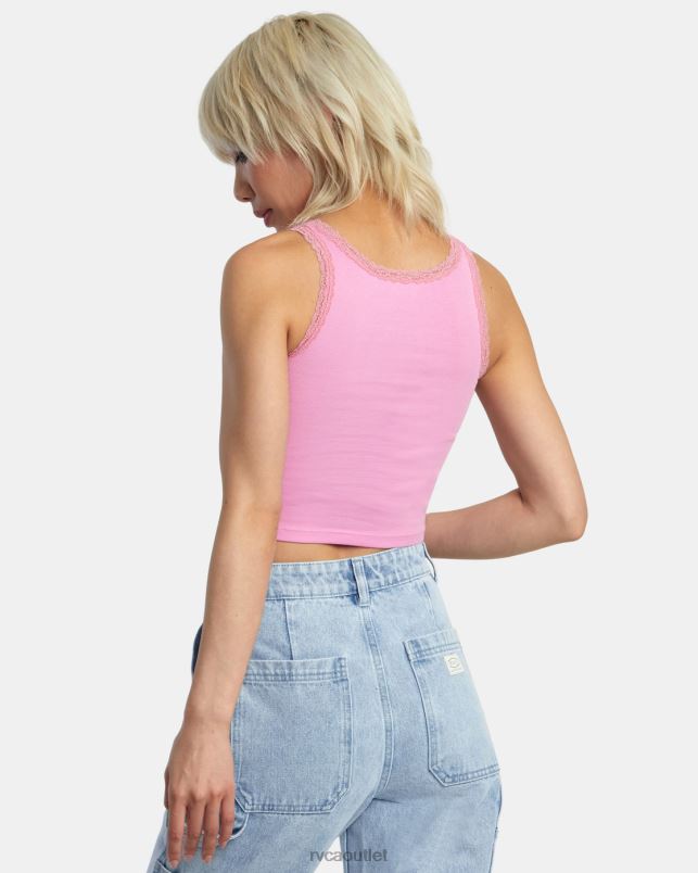 Clothing V84B1361 cyclamen RVCA Women Glitter Lace Tank Top