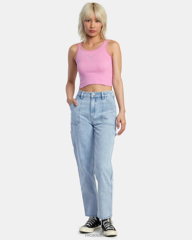 Clothing V84B1361 cyclamen RVCA Women Glitter Lace Tank Top