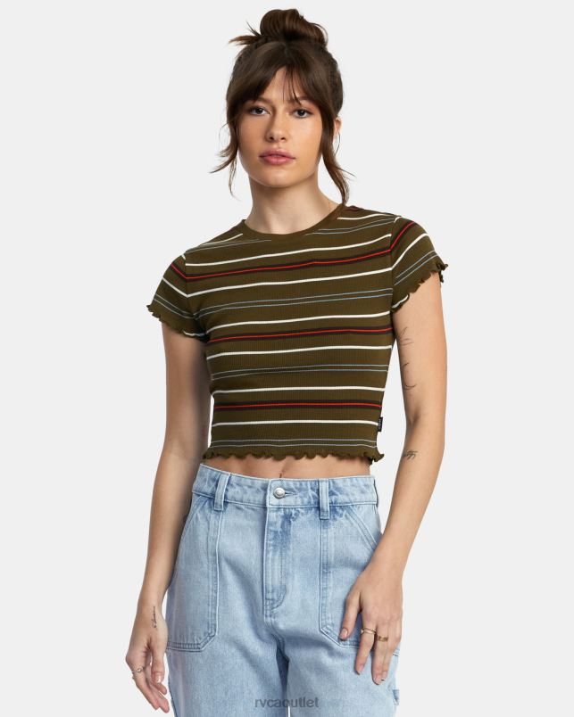 Clothing V84B1437 dark olive RVCA Women Classmate Crop Tee