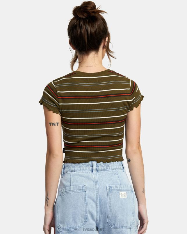 Clothing V84B1437 dark olive RVCA Women Classmate Crop Tee