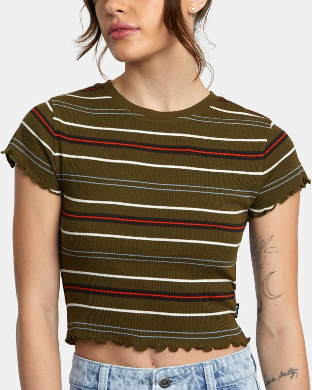 Clothing V84B1437 dark olive RVCA Women Classmate Crop Tee