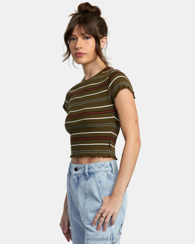 Clothing V84B1437 dark olive RVCA Women Classmate Crop Tee