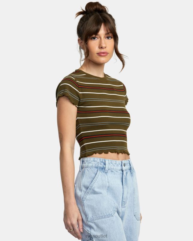 Clothing V84B1437 dark olive RVCA Women Classmate Crop Tee