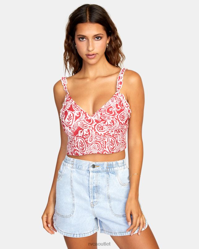 Clothing V84B1445 red earth RVCA Women Sweetheart Cropped Tank Top