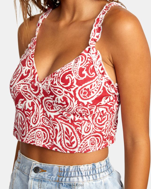 Clothing V84B1445 red earth RVCA Women Sweetheart Cropped Tank Top