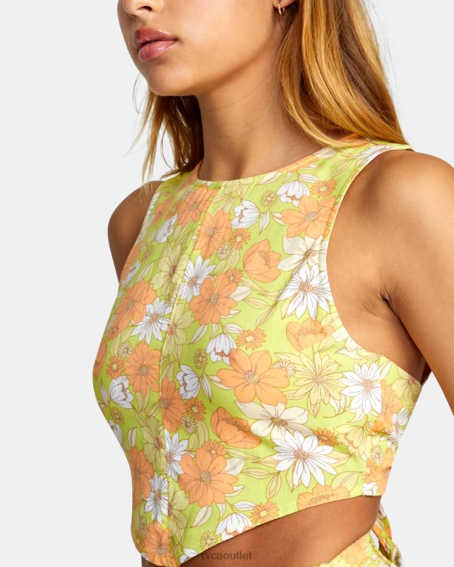 Clothing V84B1446 limeade RVCA Women Pamela Cropped Tank Top