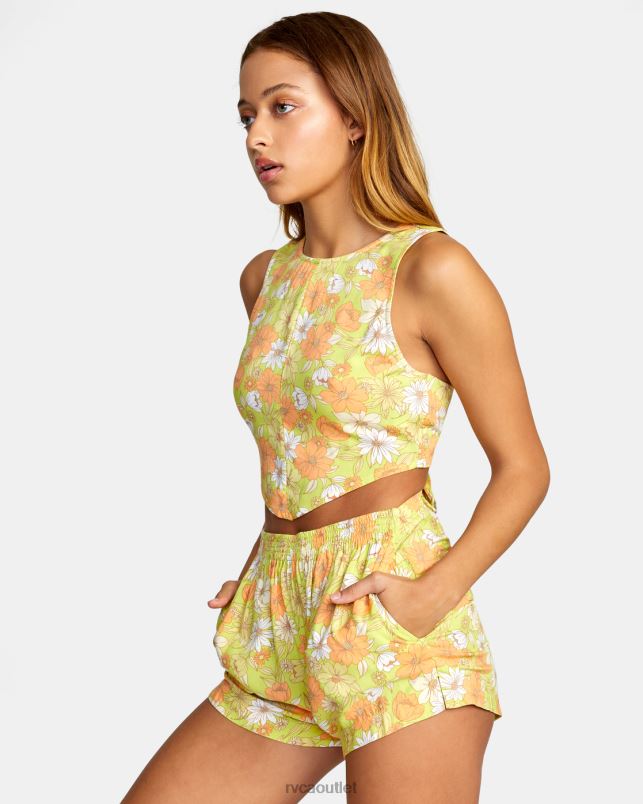 Clothing V84B1446 limeade RVCA Women Pamela Cropped Tank Top