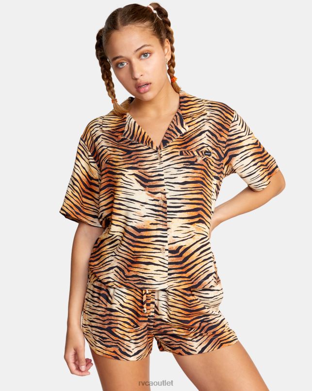 Clothing V84B1477 multi RVCA Women Wavy Button-Down Top