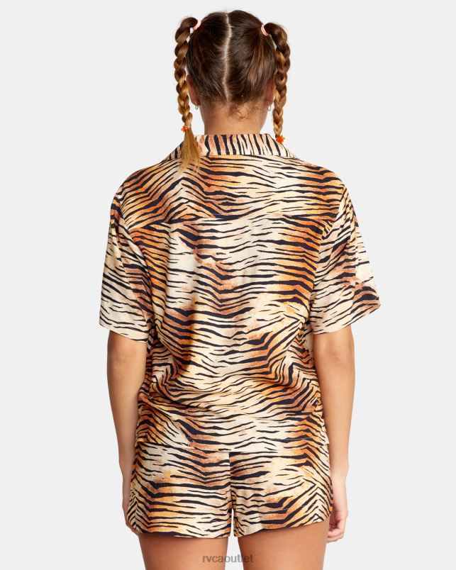 Clothing V84B1477 multi RVCA Women Wavy Button-Down Top