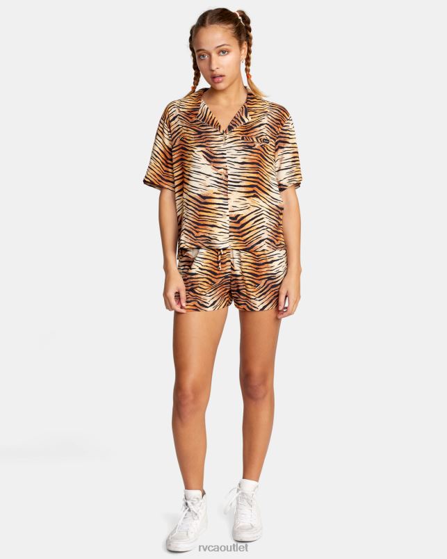 Clothing V84B1477 multi RVCA Women Wavy Button-Down Top