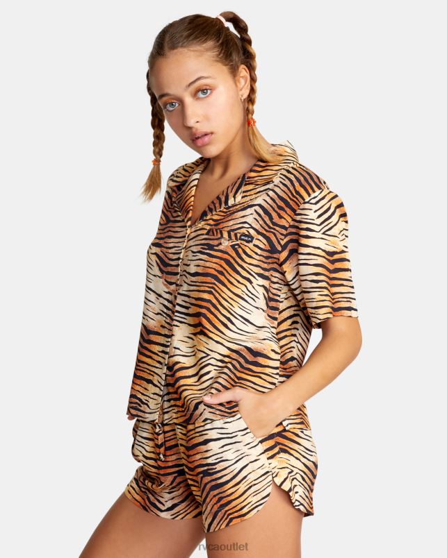 Clothing V84B1477 multi RVCA Women Wavy Button-Down Top