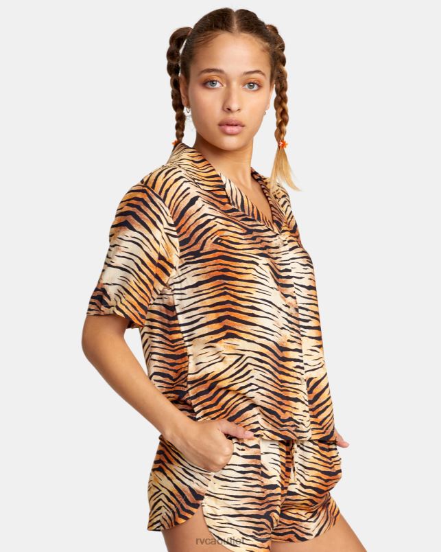 Clothing V84B1477 multi RVCA Women Wavy Button-Down Top