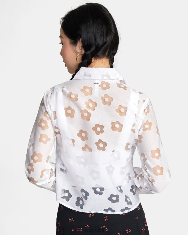 Clothing V84B1494 whisper white RVCA Women Jagger Long Sleeve Blouse