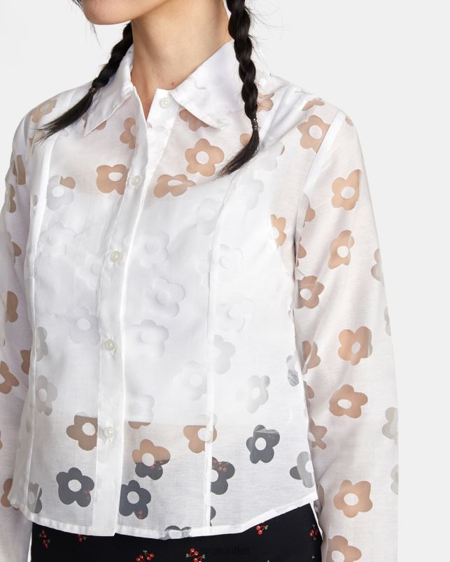 Clothing V84B1494 whisper white RVCA Women Jagger Long Sleeve Blouse