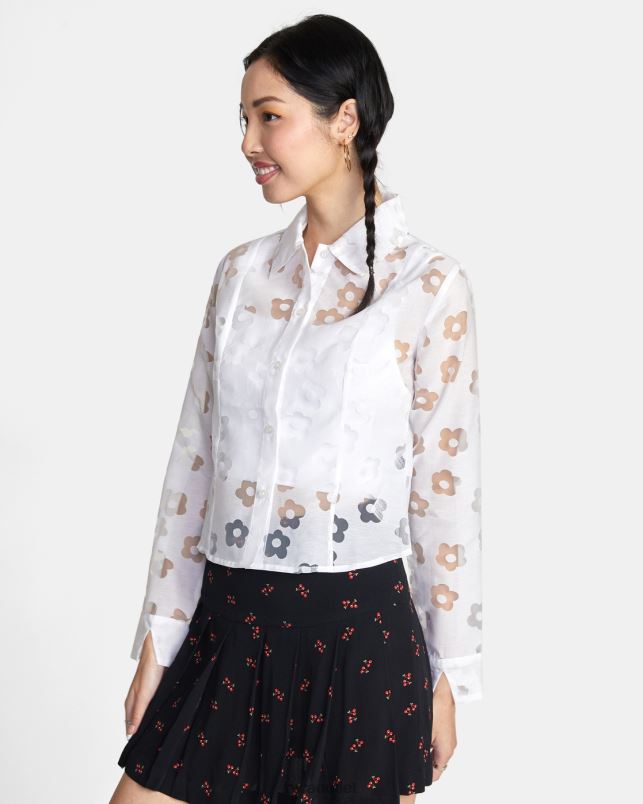 Clothing V84B1494 whisper white RVCA Women Jagger Long Sleeve Blouse