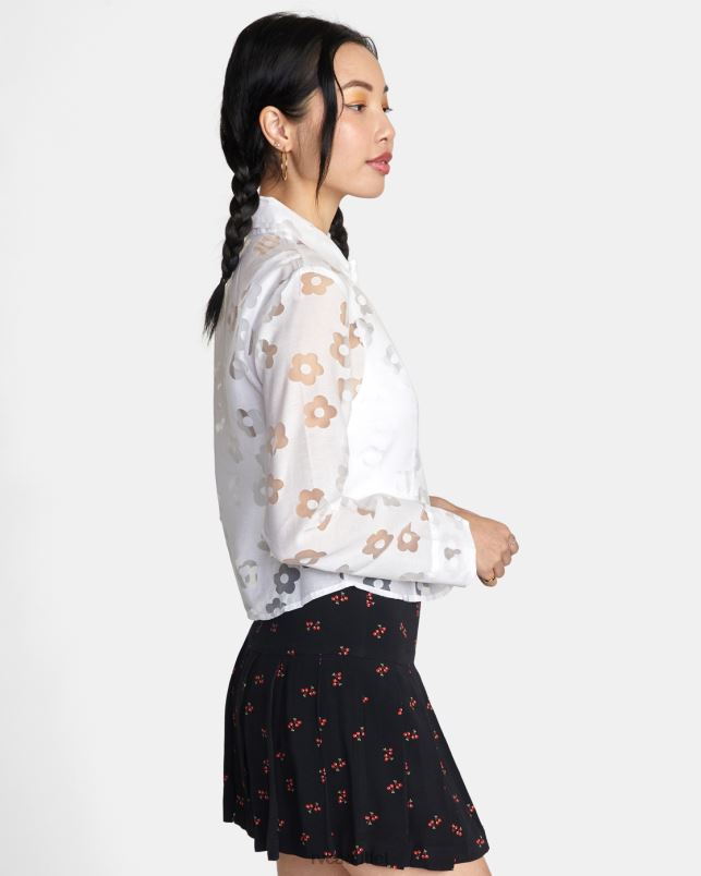 Clothing V84B1494 whisper white RVCA Women Jagger Long Sleeve Blouse