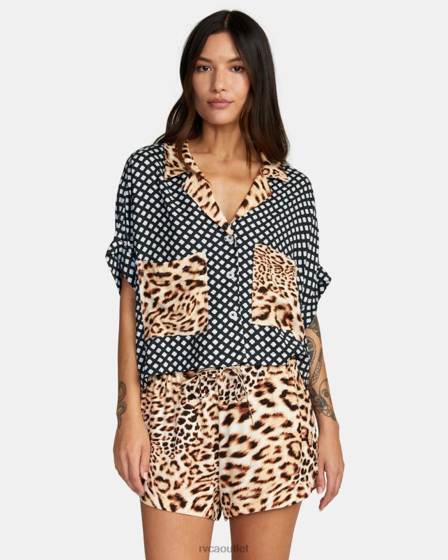 Clothing V84B1554 multi RVCA Women Speakeasy Button Down Top