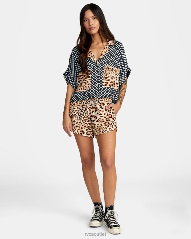 Clothing V84B1554 multi RVCA Women Speakeasy Button Down Top