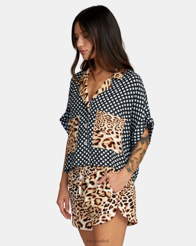 Clothing V84B1554 multi RVCA Women Speakeasy Button Down Top