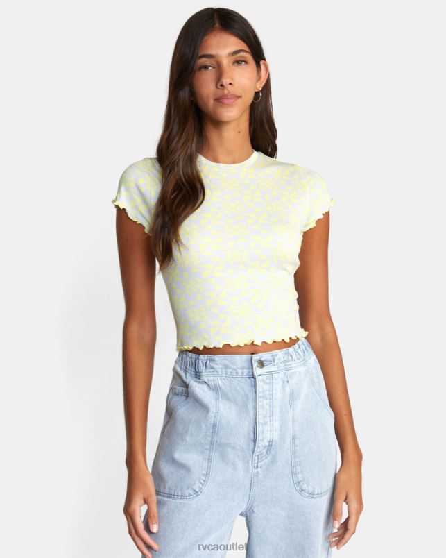Clothing V84B1556 lime yellow RVCA Women Classmate Crop Tee