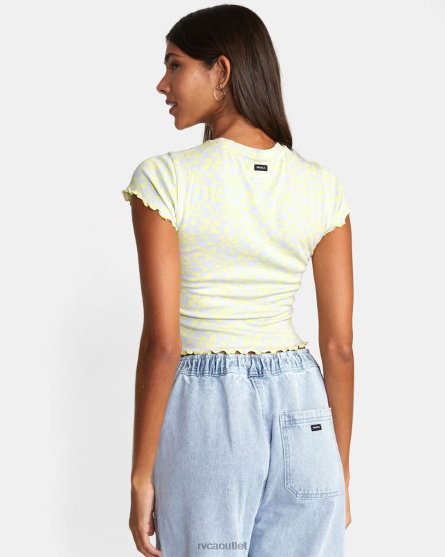 Clothing V84B1556 lime yellow RVCA Women Classmate Crop Tee