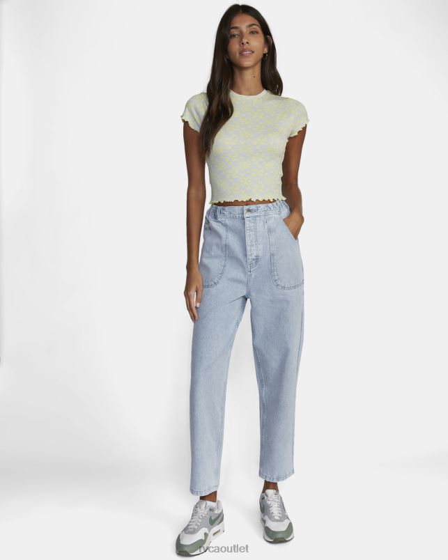 Clothing V84B1556 lime yellow RVCA Women Classmate Crop Tee