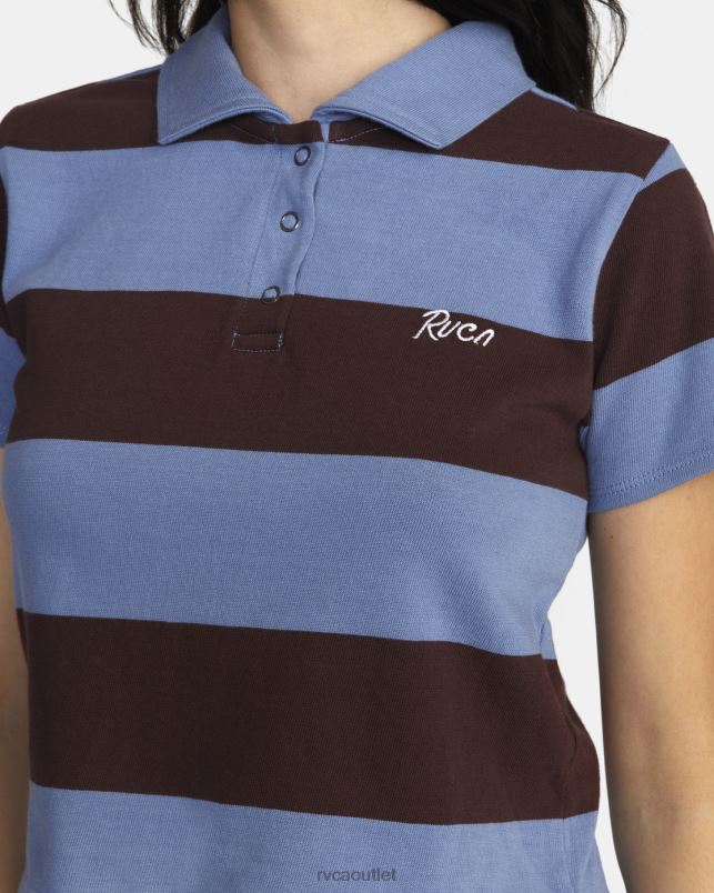 Clothing V84B1582 infinity blue RVCA Women Replay Cropped Polo Tee