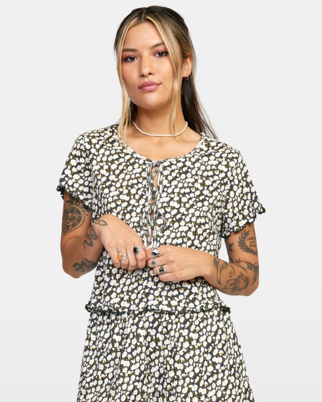 Clothing V84B1625 black RVCA Women In Your Dreams Pointelle Knit Top